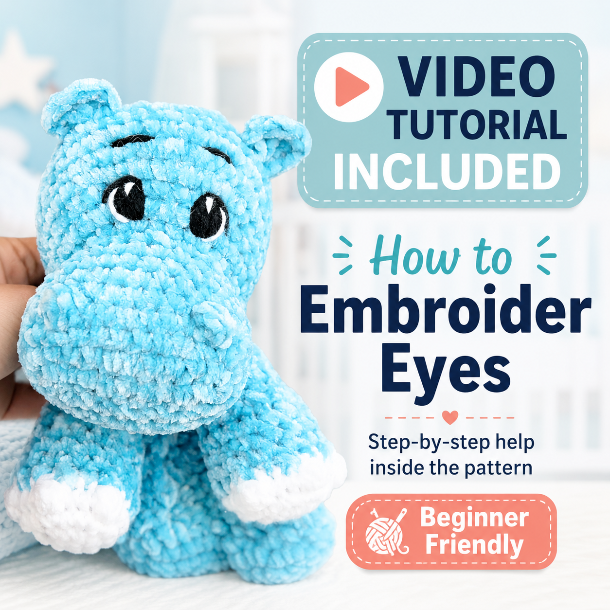 Crochet Tutorial: How to Embroider Eyes