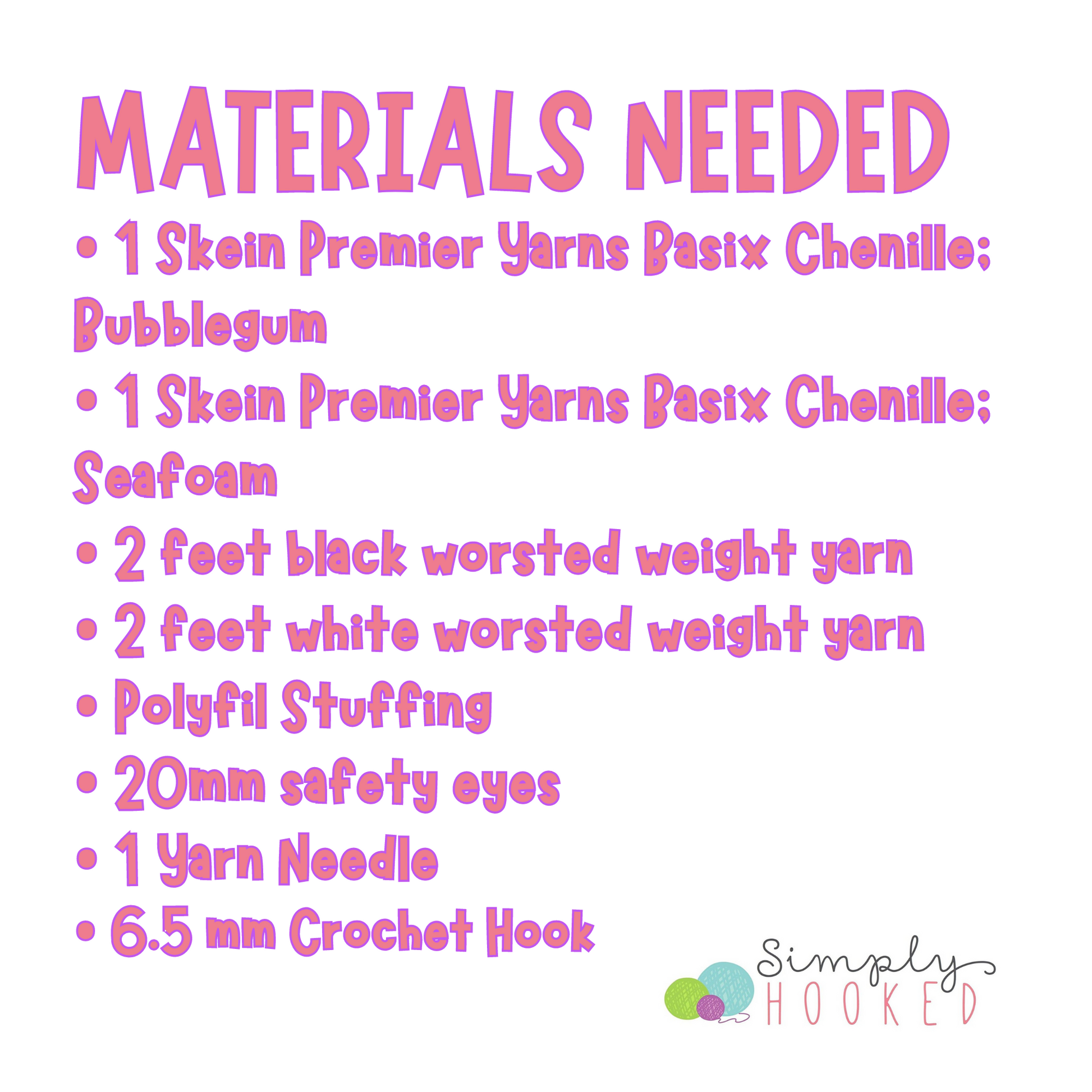 Crochet Pig snuggler materials 