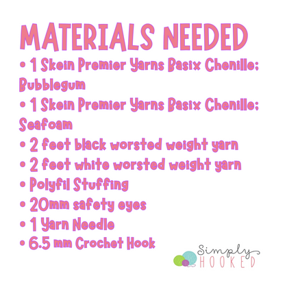 Crochet Pig snuggler materials 