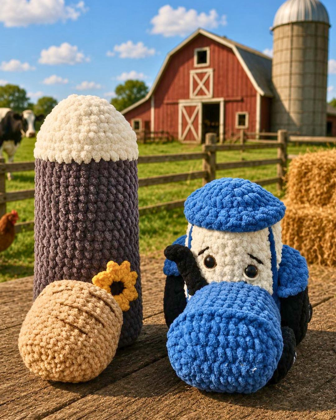 Farm Crochet Pattern Bundle PDF | Tractor, Silo, Hay
