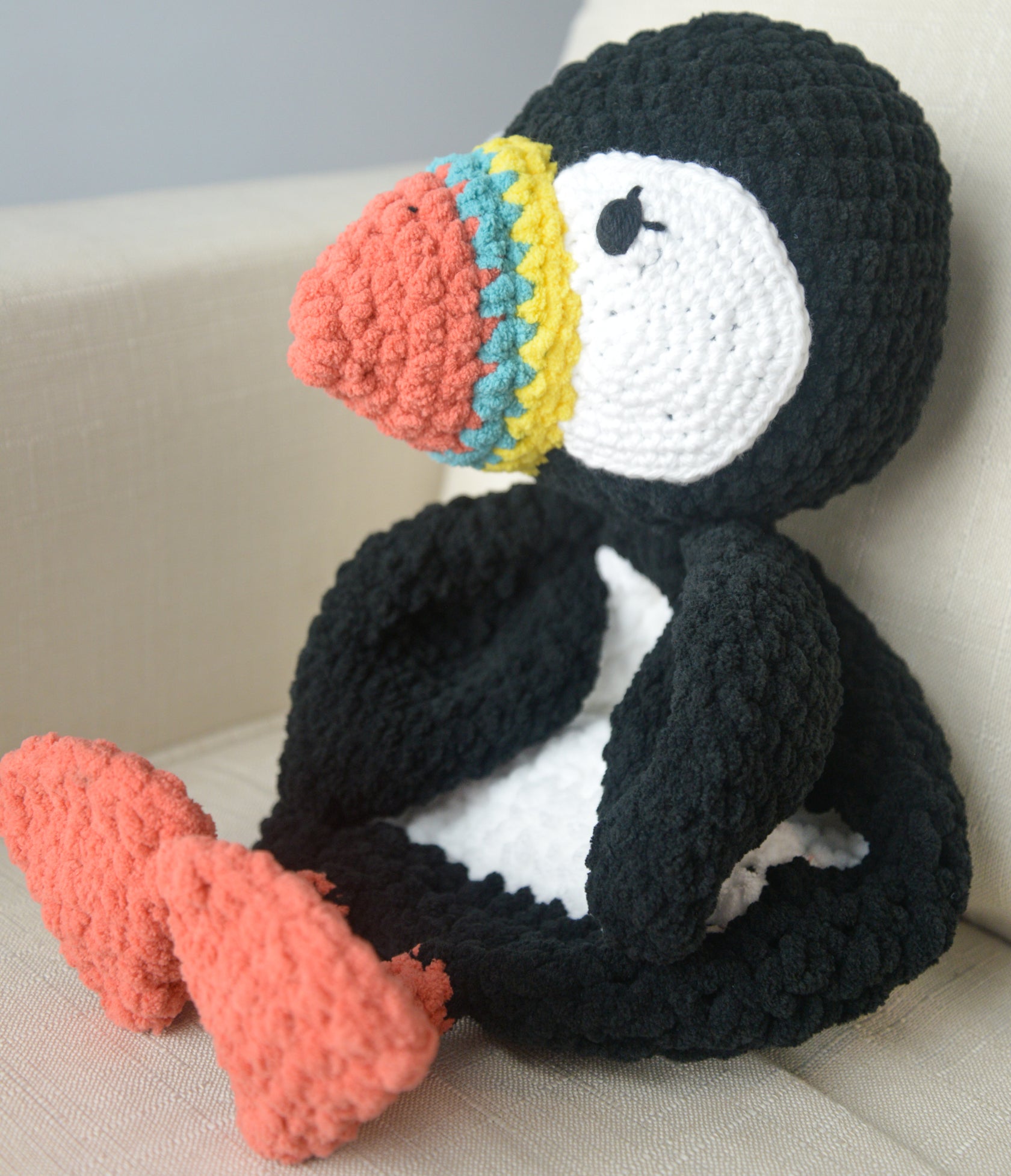 Puffin Crochet Pattern Easy Amigurumi Snuggler Plush PDF Simply