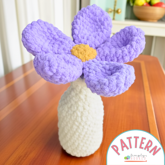 Crochet Flower in Vase Pattern – Easy Spring Home Decor PDF Pattern