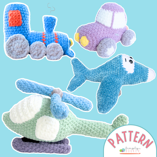 Transportation Crochet Pattern Bundle – 5 Amigurumi Vehicles PDF
