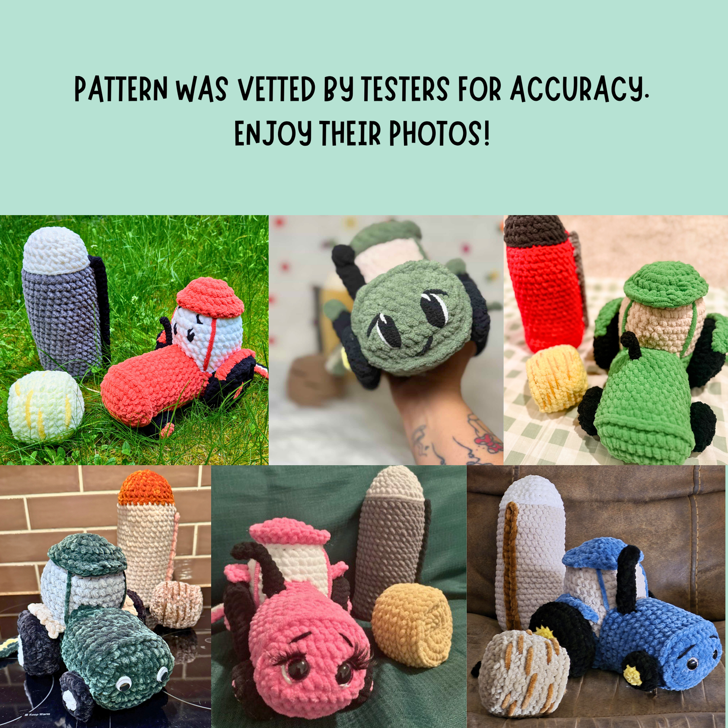 Farm Crochet Pattern Bundle PDF | Tractor, Silo, Hay