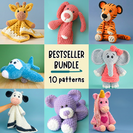 10 Best-Selling Crochet Stuffed Animal Patterns & Plushie Bundle