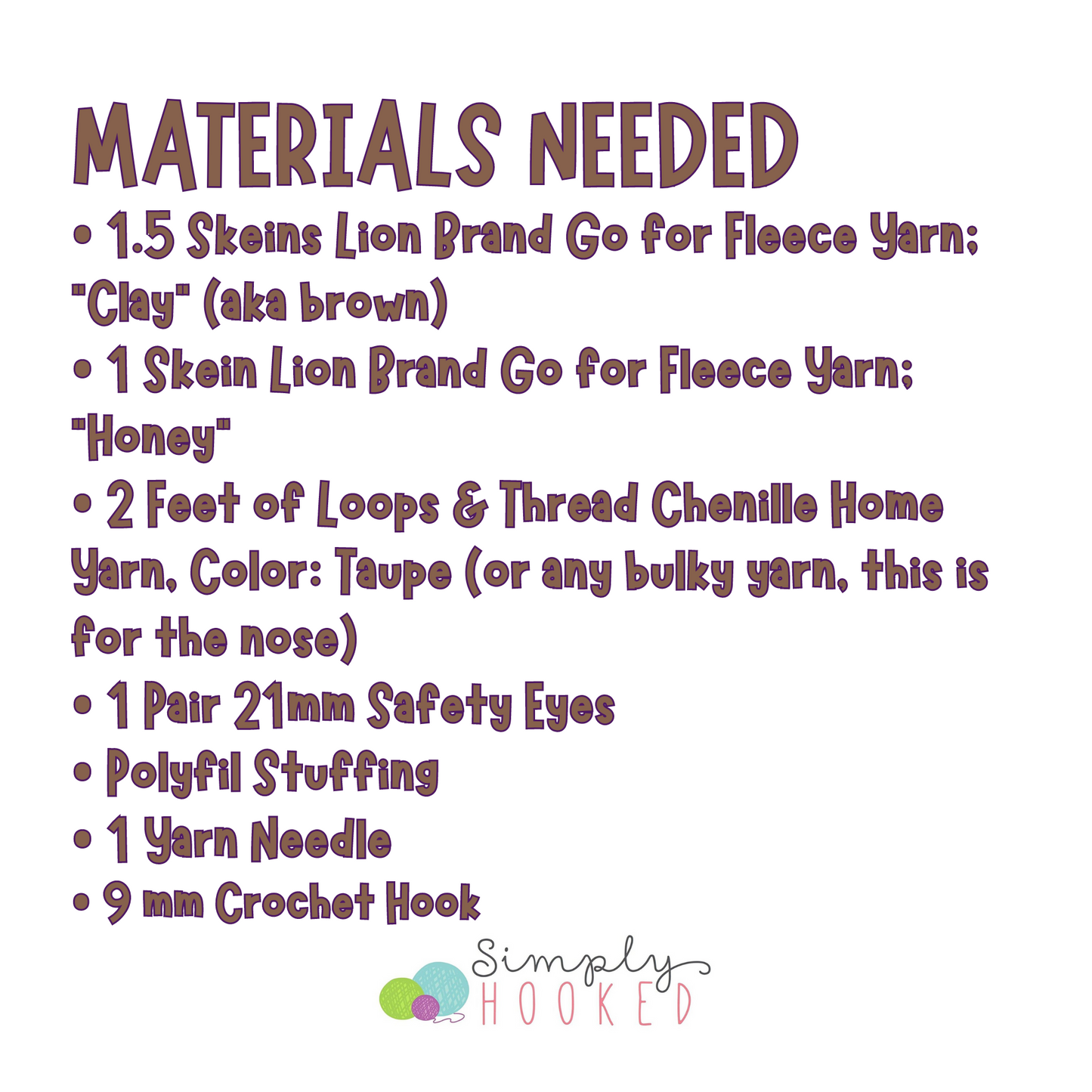 crochet bear snuggler materials