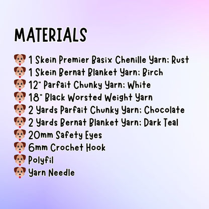 crochet dachshund materials list
