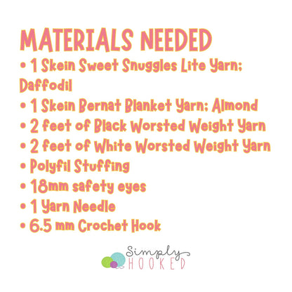 crochet giraffe snuggler materials