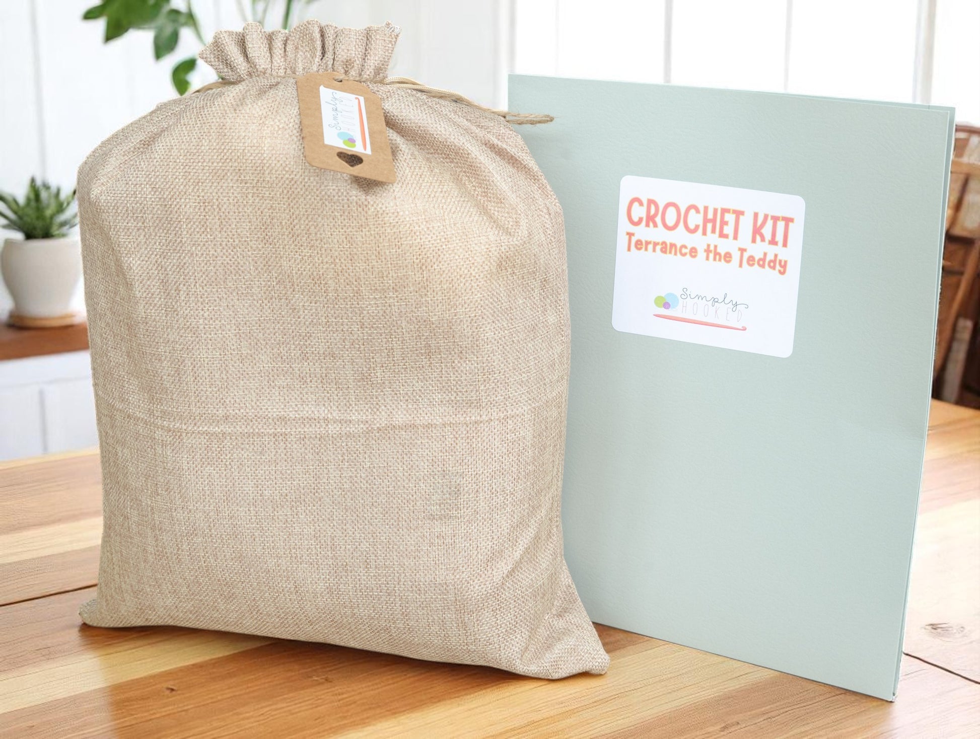 burlap bag and folder