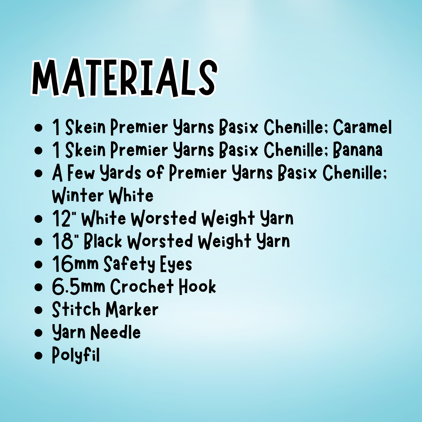 crochet teddy bear materials list