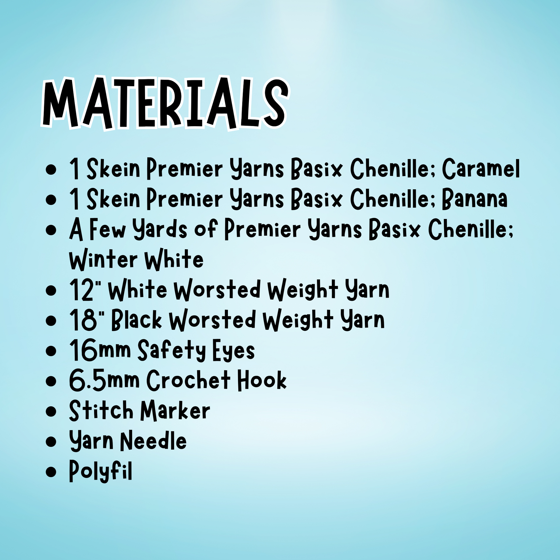 crochet teddy bear materials list