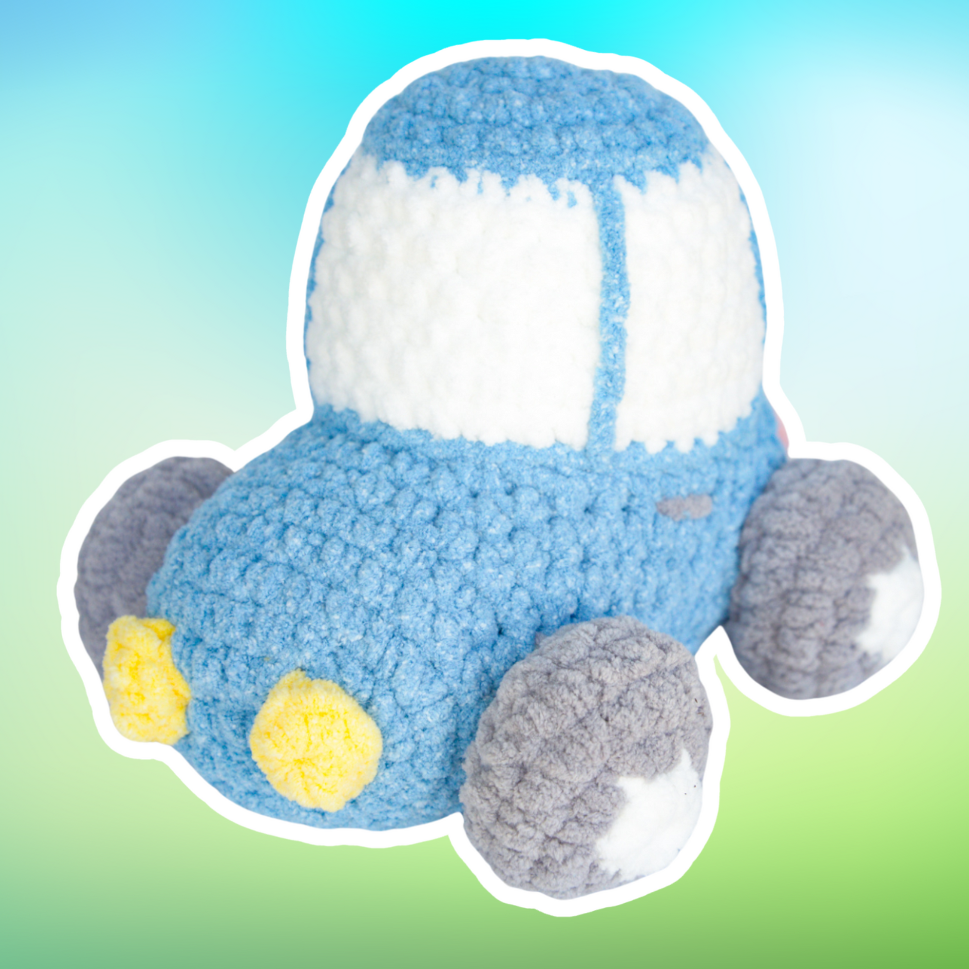 crochet toy car blue