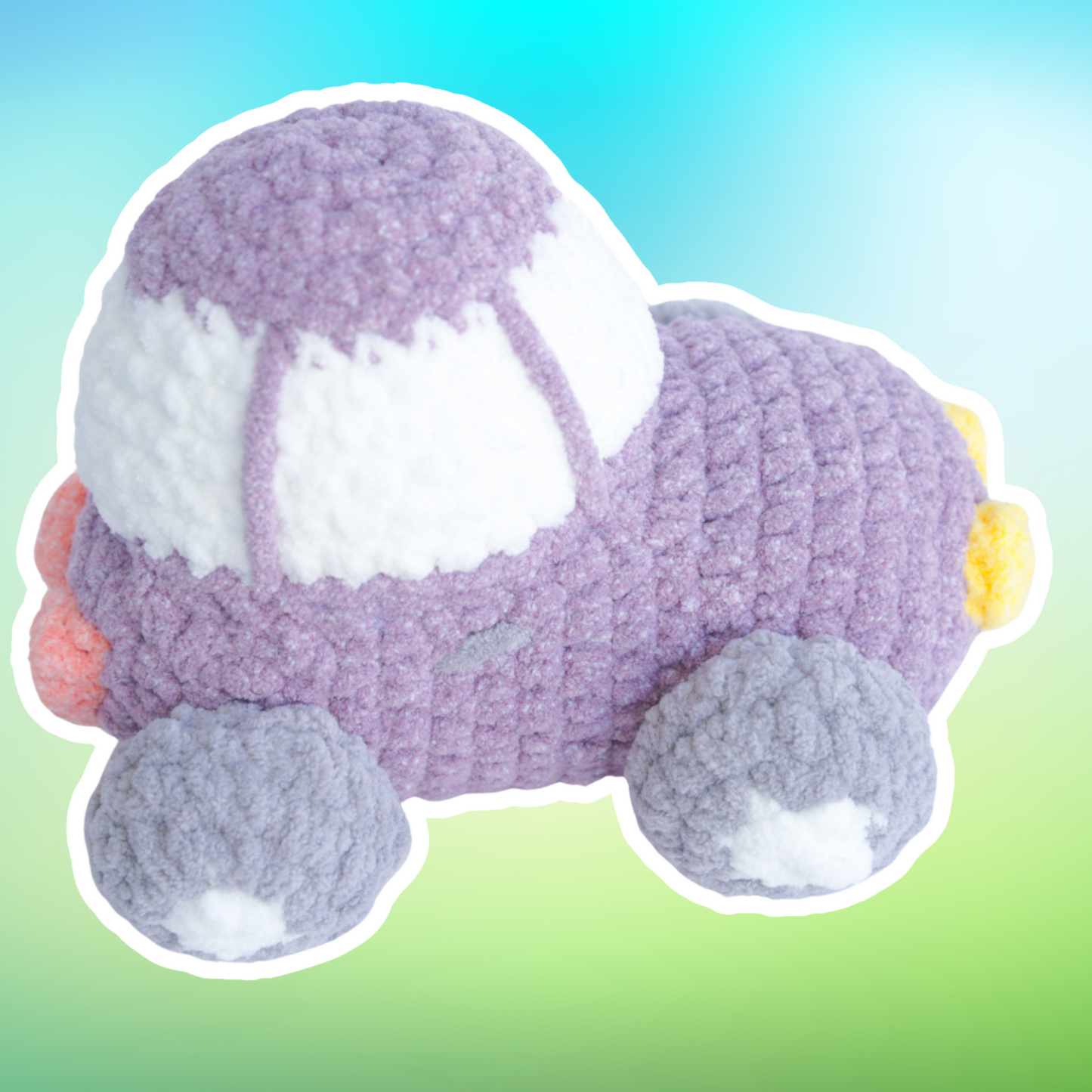 crochet toy car purple 
