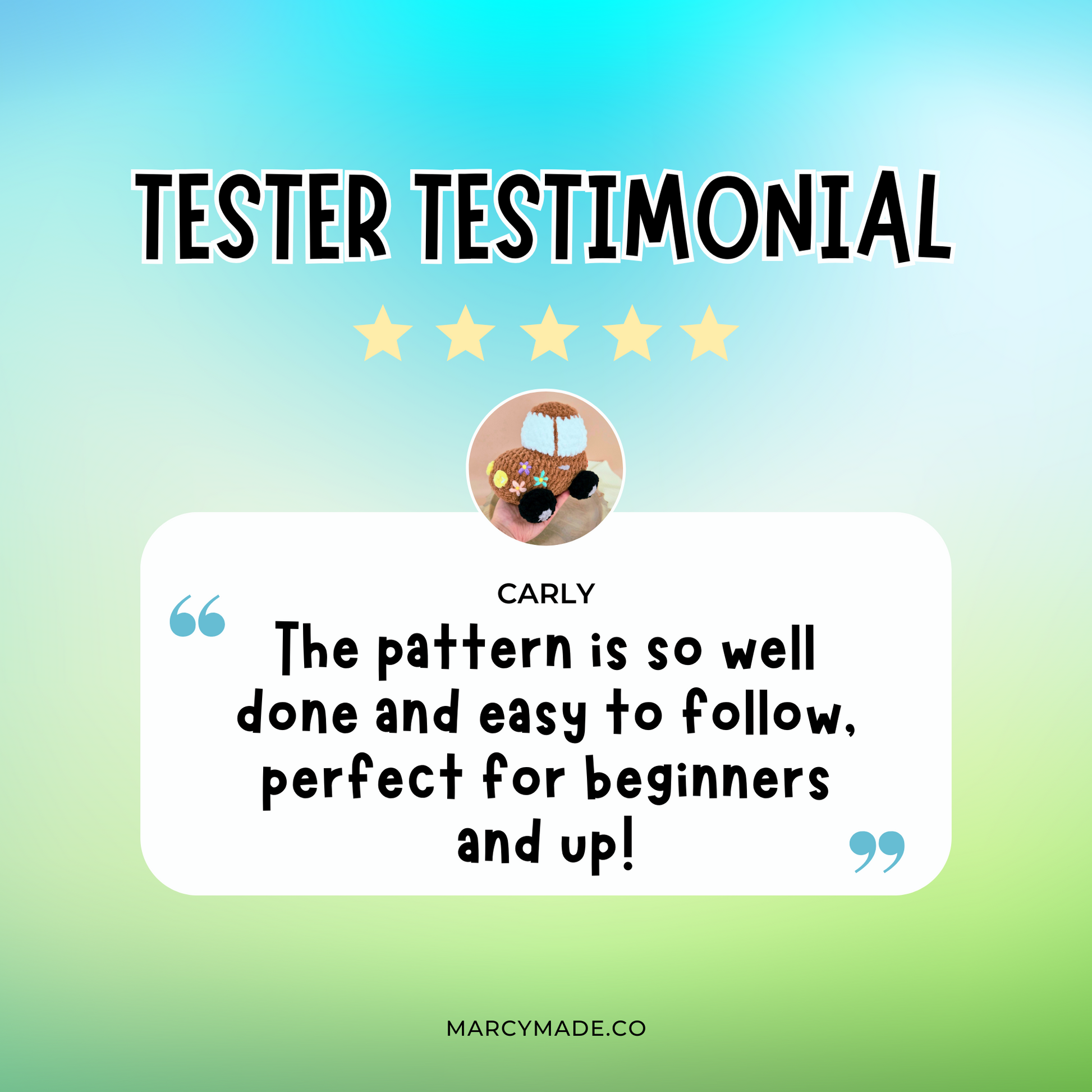 crochet toy car testimonial