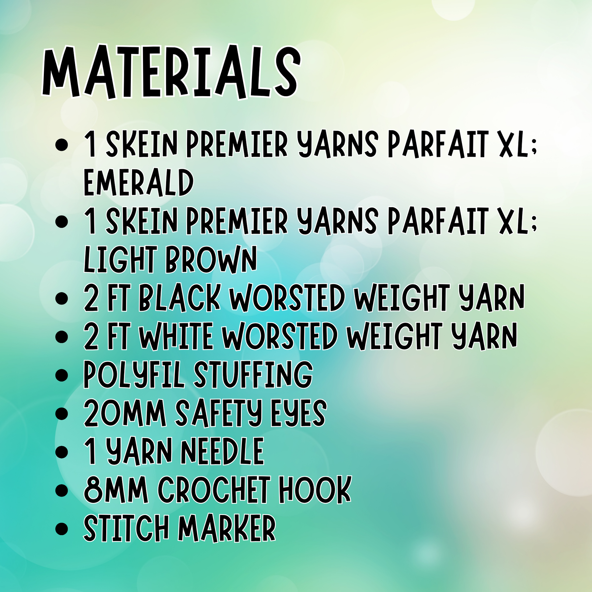 crochet turtle plushie materials list