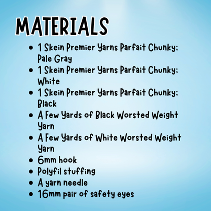 List of materials for a craft project on a blue background