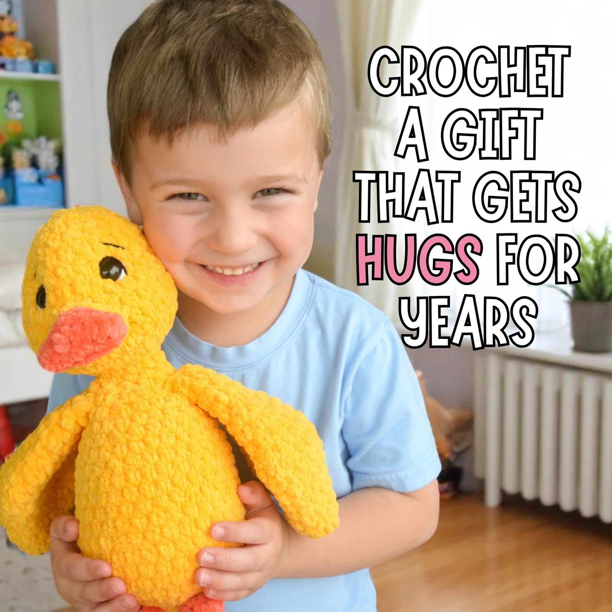 duck plushie with kid