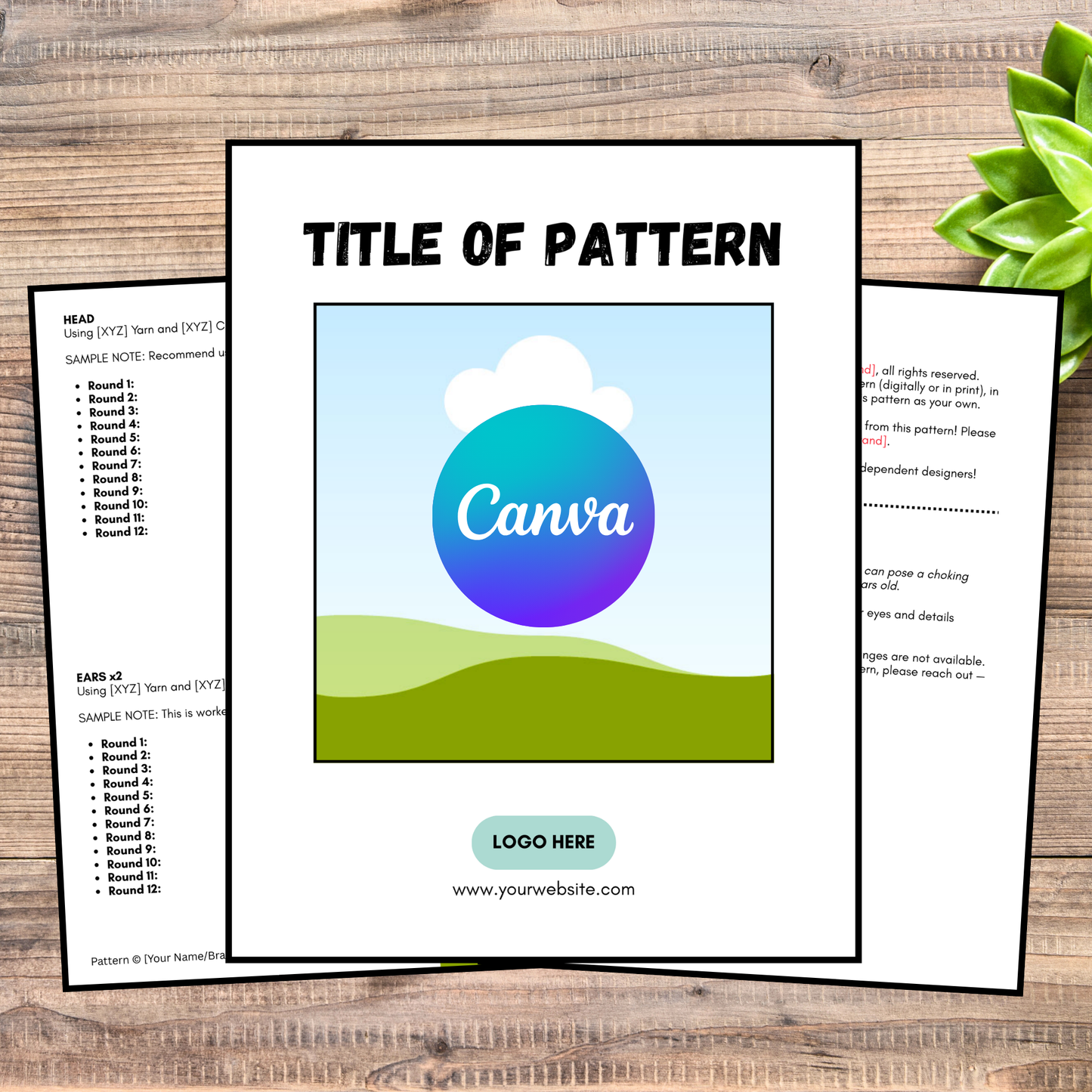 Crochet Pattern Template for Canva | Editable PDF Design