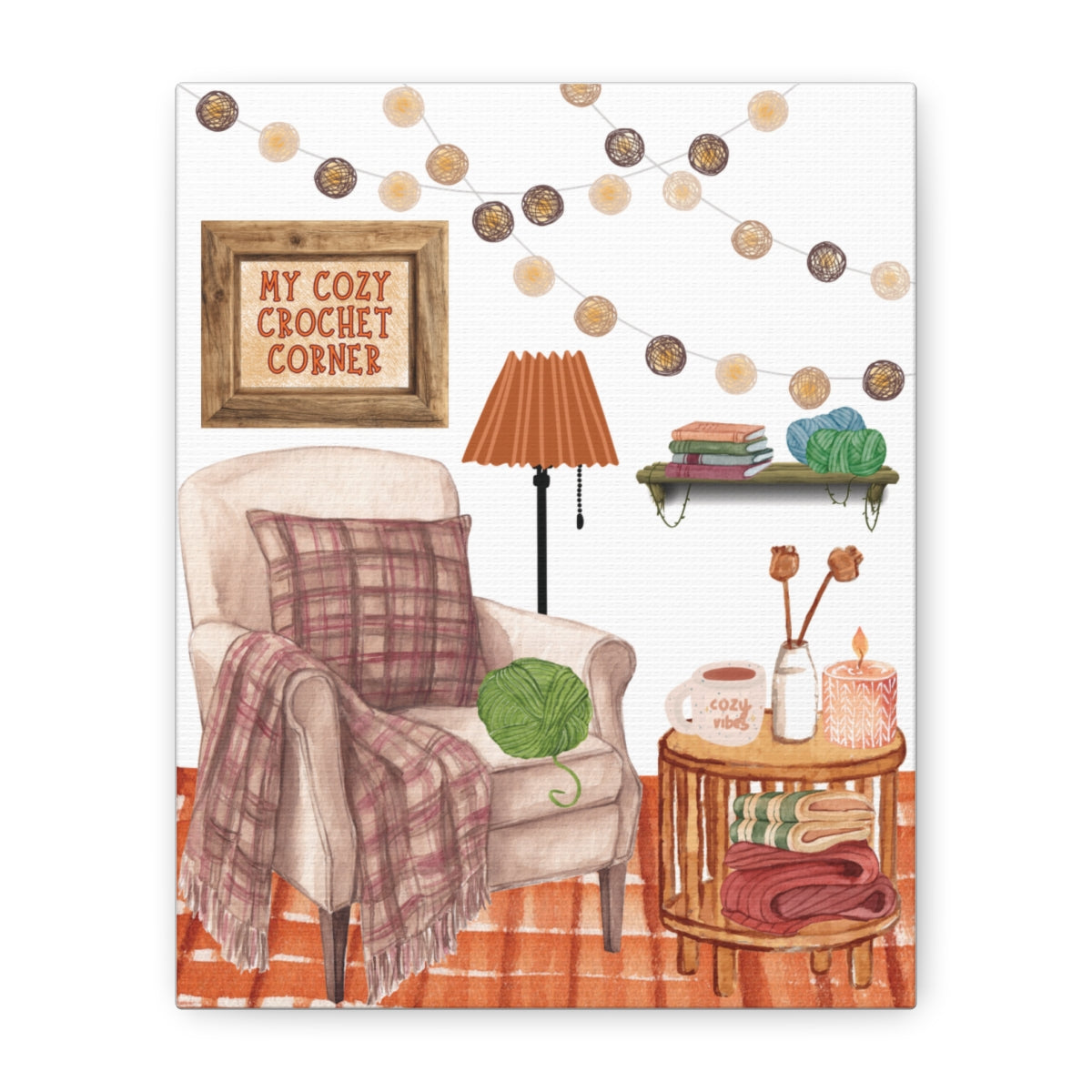 My Cozy Crochet Corner Canvas Wall Art (8x10 & 16x20)