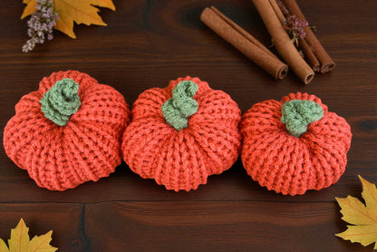 Handmade Plush Pumpkins – Set of 3 Fall Farmhouse Décor