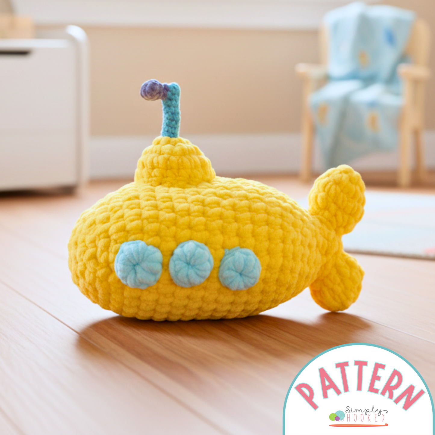Submarine Crochet Pattern – Easy Plush Toy PDF with Photo Guide